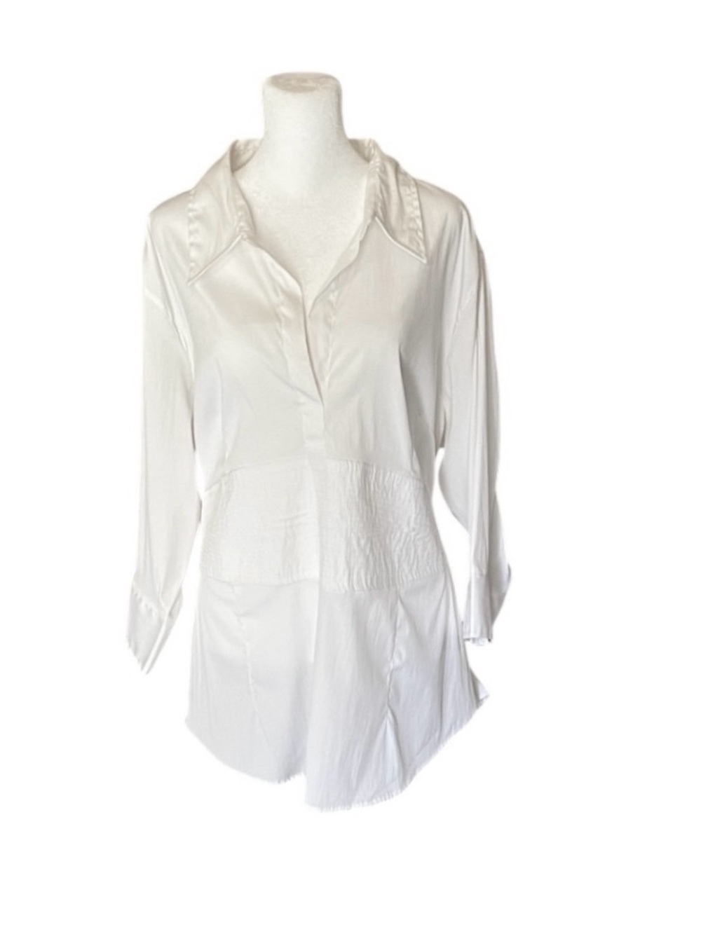 Cotton Works Stretch White Tie Back Tunic Top Size 3X